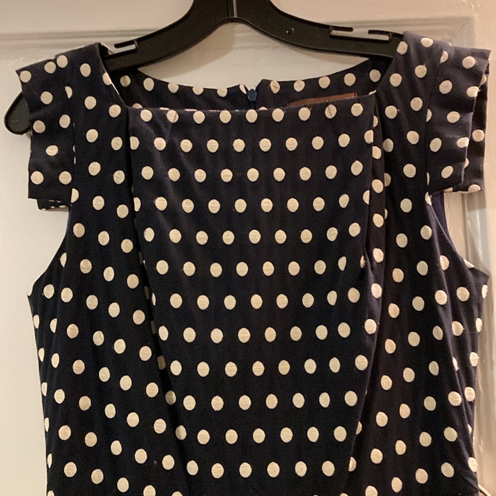 Navy and white polkadot dress size 6 by Single